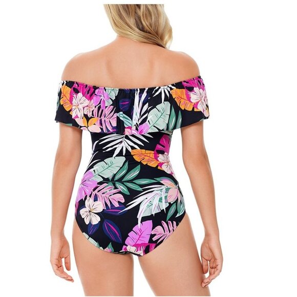 Swim Solutions Off the Shoulder Tummy Control Swimsuit - Picture 3 of 9
